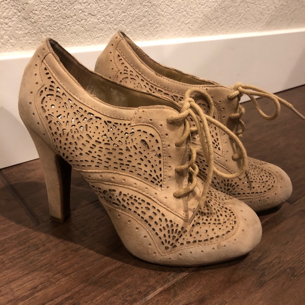 Tan Suede Tie Booties